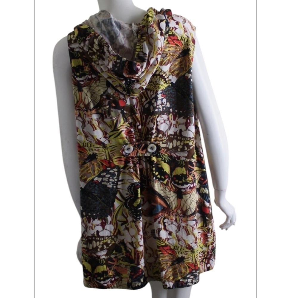 For Cynthia Linen Hooded Tunic  Butterfly Psychedelic Art To Wear 1X - Picture 10 of 12
